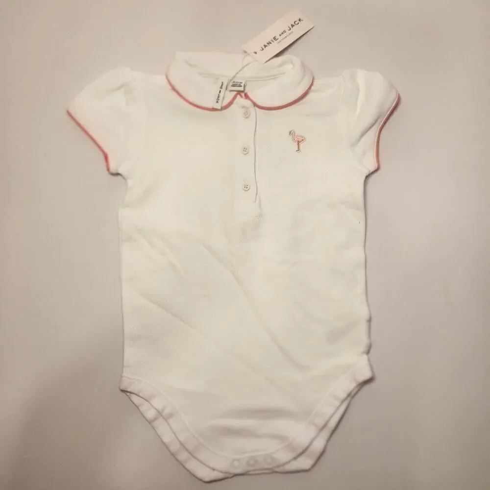 Janie And Jack Girls Flamingo One Piece Bodysuit Sz 18 To 24 Months Cotton